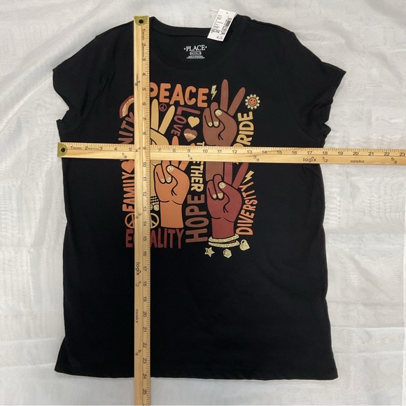 NWT The Children’s Place Peace Love Hope Together Black T-Shirt Size XXL… - Picture 3 of 6